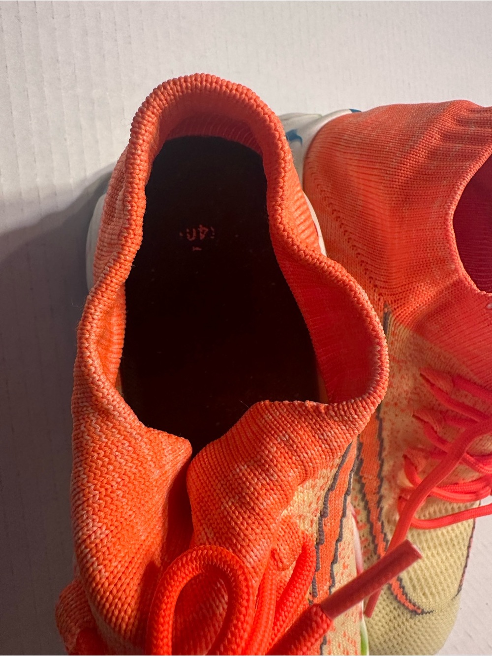 Neon Orange and Lemon Knit Women's Athletic Sneakers - Picture 11 of 13
